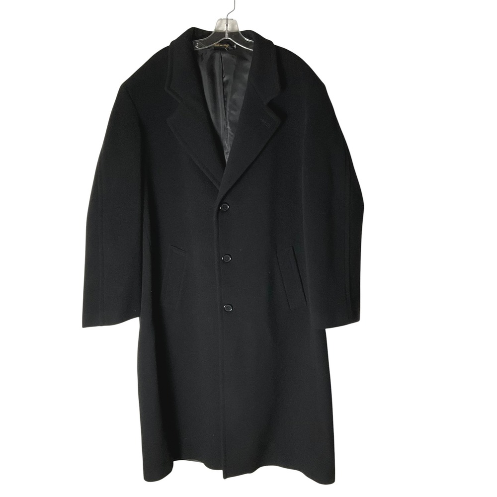 Metropolitan View Bloomingdales Mens Wool Cashmere Blend Overcoat Black Size 44R